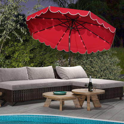 10 Feet Solar Patio Umbrella with 24 LED Lights-Beige