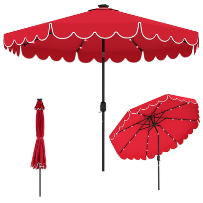 10 Feet Solar Patio Umbrella with 24 LED Lights-Beige