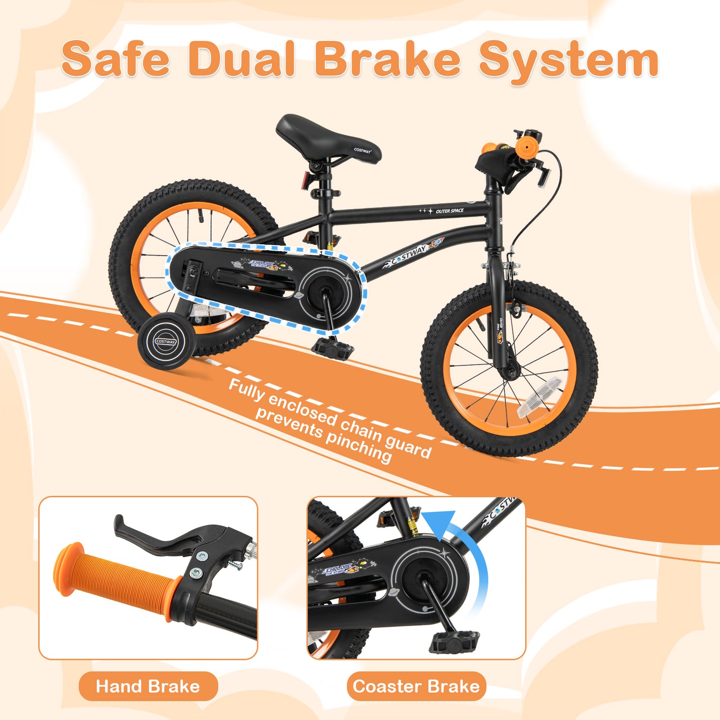 14-inch kids bike sport bicycle for 3-5 years old with adjustable seat, reflectors, and durable frame, designed for young children.