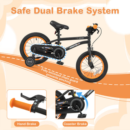 14-inch kids bike sport bicycle for 3-5 years old with adjustable seat, reflectors, and durable frame, designed for young children.