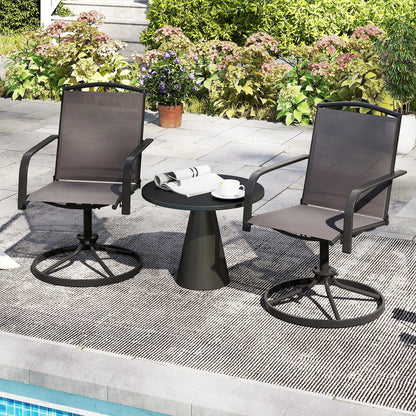Outdoor Swivel Chairs Set of 2 with High Back and Breathable Seat-Coffee