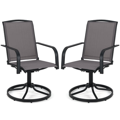 Outdoor Swivel Chairs Set of 2 with High Back and Breathable Seat-Coffee