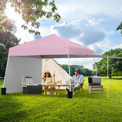 14 x 9.2 Feet Pop up Canopy Tent with 2 Convertible Sidewalls to Awning and Stakes-Blue