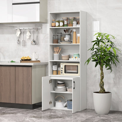 70 Inch Bookcase 6-Tier with Adjustable Shelves and 2-Door Cabinet-Black