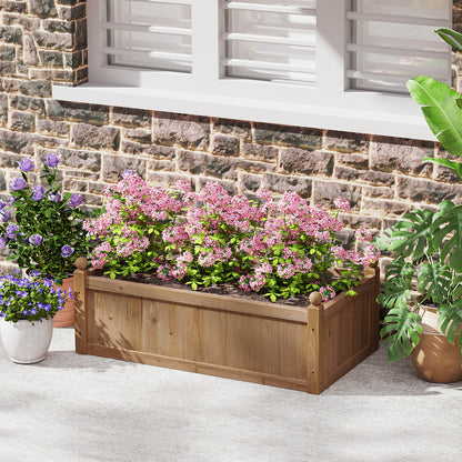 46 x 24 x 16 Inch Rectangular Planter Box with Drainage Holes for Backyard Garden Lawn-Brown