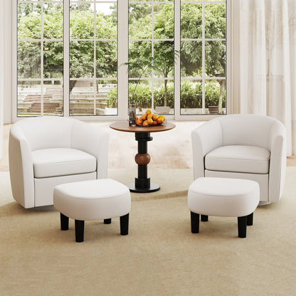 Modern Club Swivel Accent Chair with Ottoman Footrest Curved Backrest-Brown