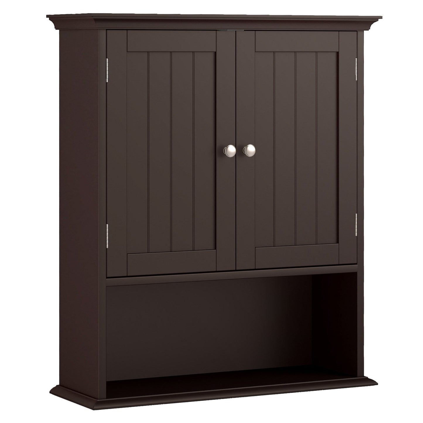 Wall Mount Bathroom Cabinet Storage Organizer with Doors and Shelves-Black