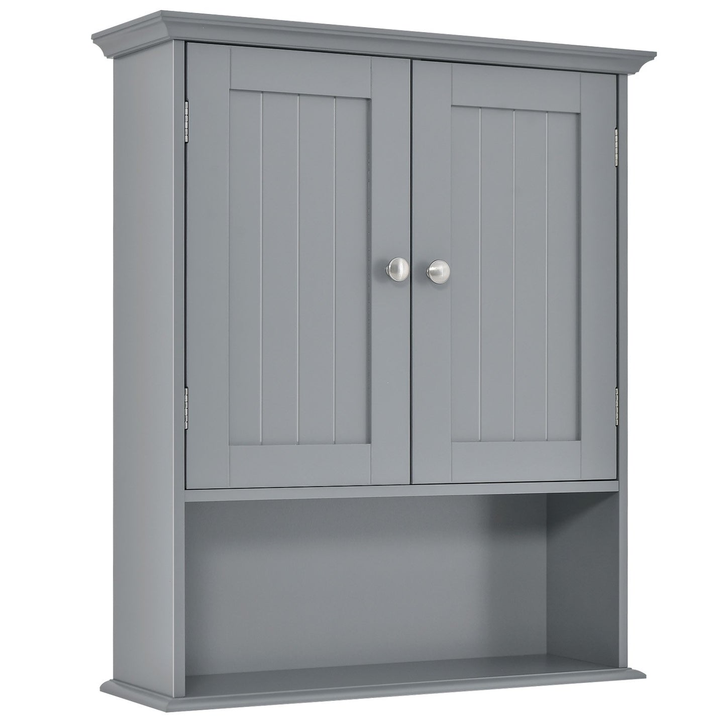 Wall Mount Bathroom Cabinet Storage Organizer with Doors and Shelves-Black