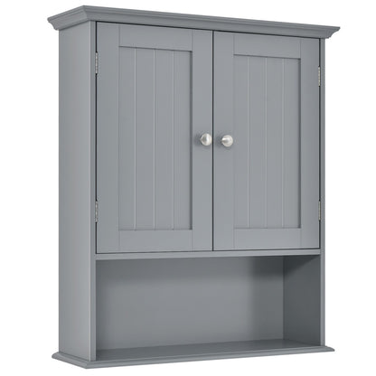 Wall Mount Bathroom Cabinet Storage Organizer with Doors and Shelves-Black