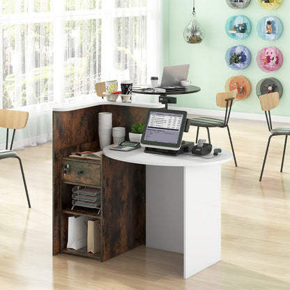 Reception Office Desk with Open Shelf and Lockable Drawer-Black