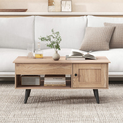 Lift Top Coffee Table with Storage and Hidden Compartment-Black