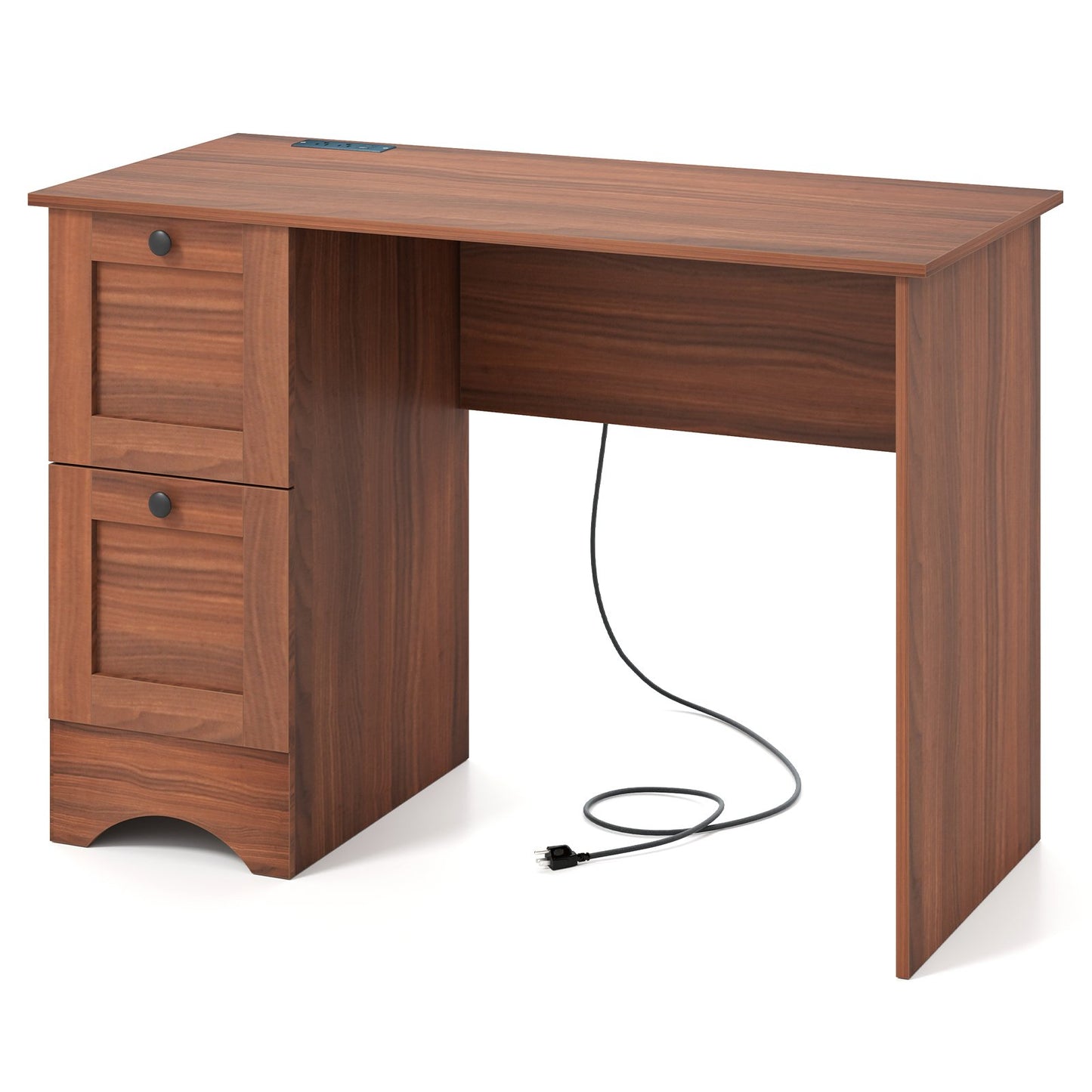 Wooden Computer Desk Workstation with 3 Drawers for Home and Office-Rustic Brown