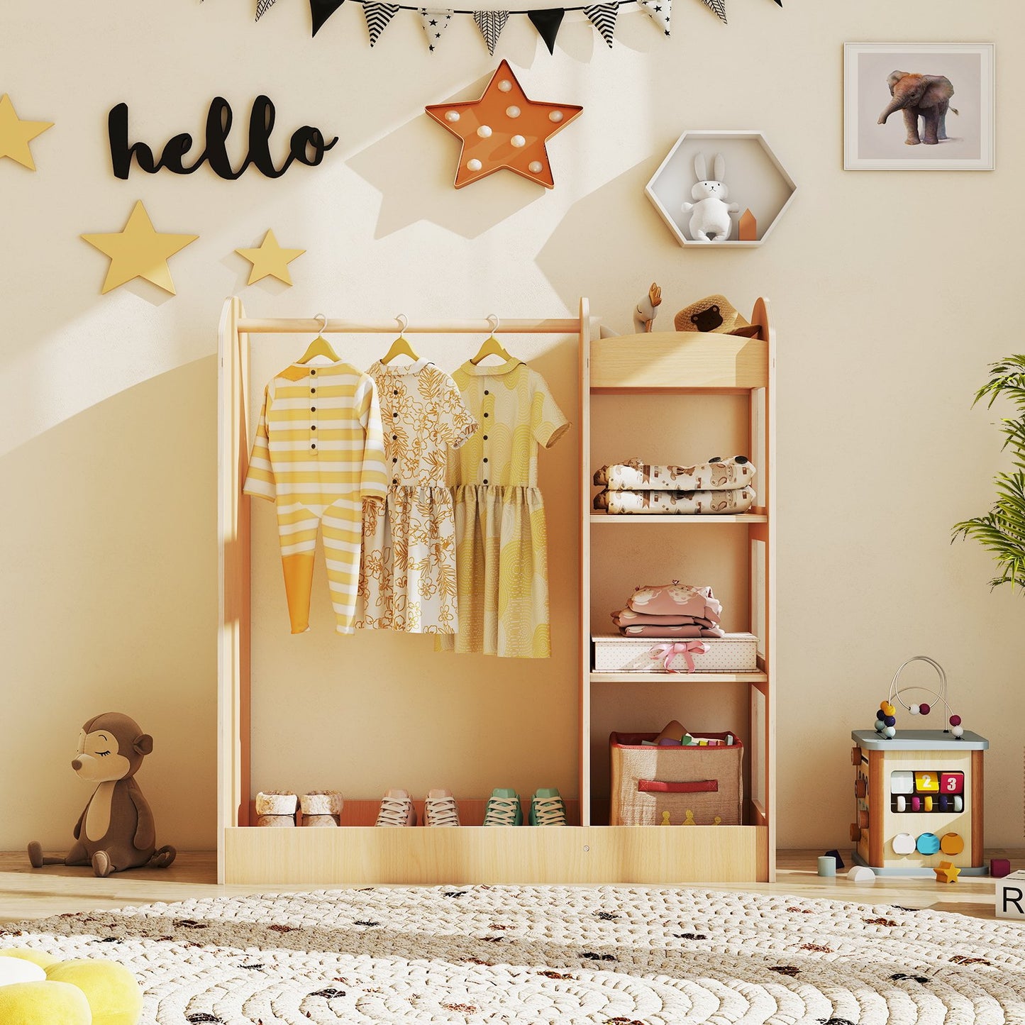 Kids Dress Up Storage with Mirror-Blue