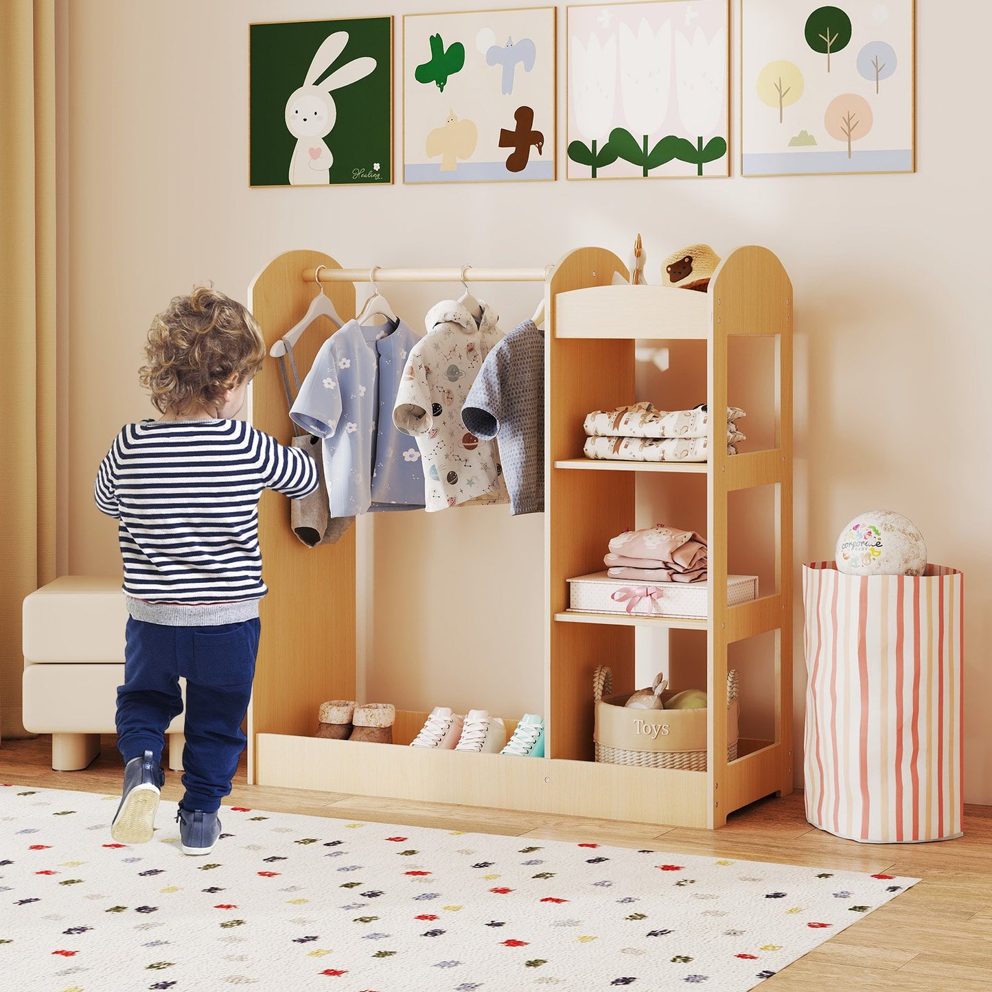 Kids Dress Up Storage with Mirror-Blue
