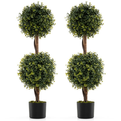 Set of 2 Artificial Double Topiary Ball Trees
