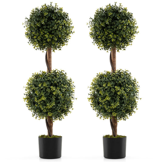 Set of 2 Artificial Double Topiary Ball Trees