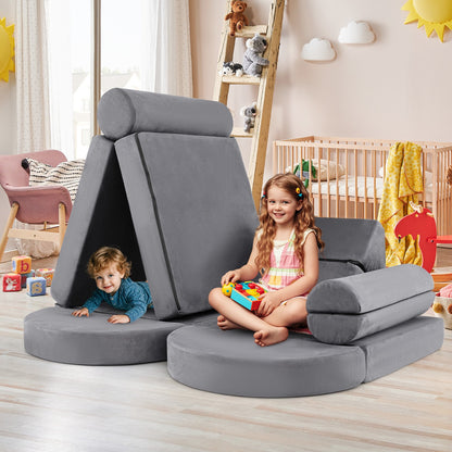 13 Pieces Convertible Modular Kids Play Couch for Nursery Playroom Bedroom-Blue