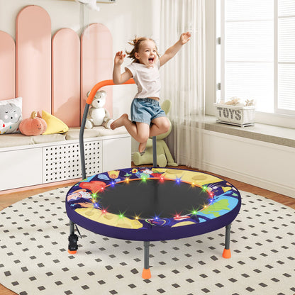 Mini Trampoline Folding Small Rebounder for Kids with Lights-Blue