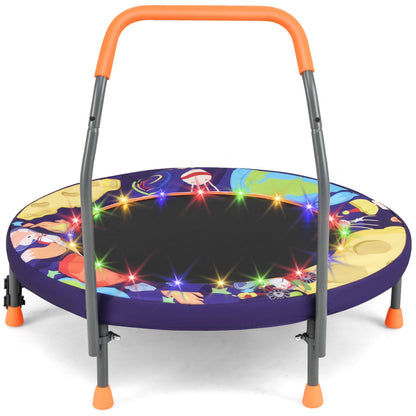 Mini Trampoline Folding Small Rebounder for Kids with Lights-Blue