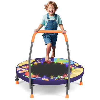 Mini Trampoline Folding Small Rebounder for Kids with Lights-Blue