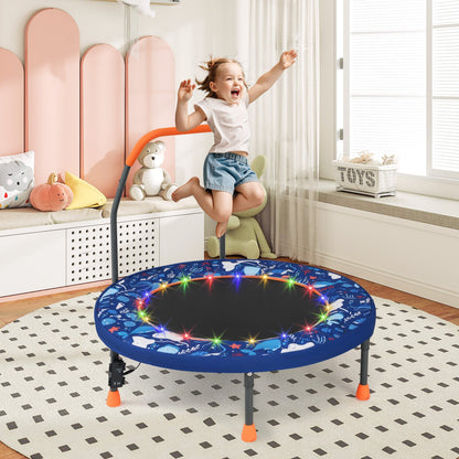 Mini Trampoline Folding Small Rebounder for Kids with Lights-Blue