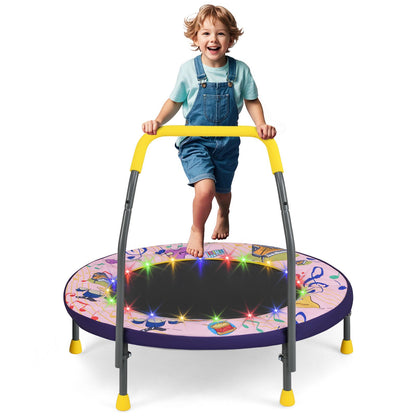 Mini Trampoline Folding Small Rebounder for Kids with Lights-Blue