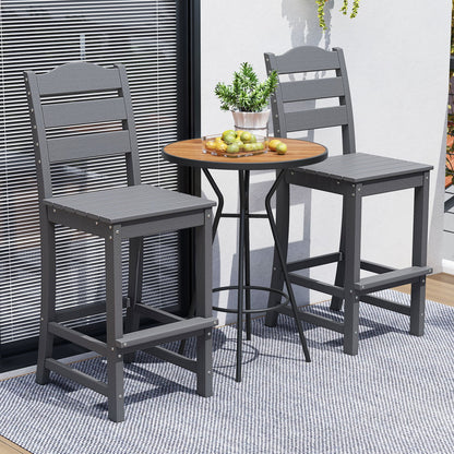 30 Inches Counter Height HDPE Bar Stool with Backrest and Footrest-Black