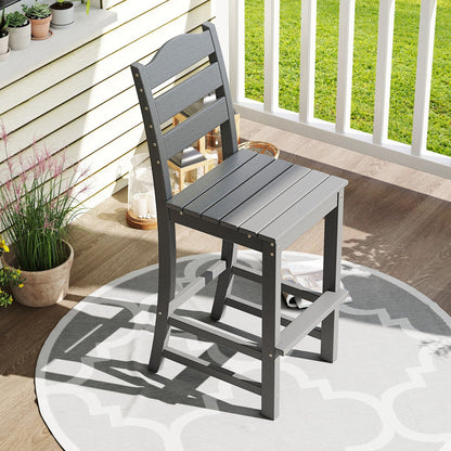 30 Inches Counter Height HDPE Bar Stool with Backrest and Footrest-Black