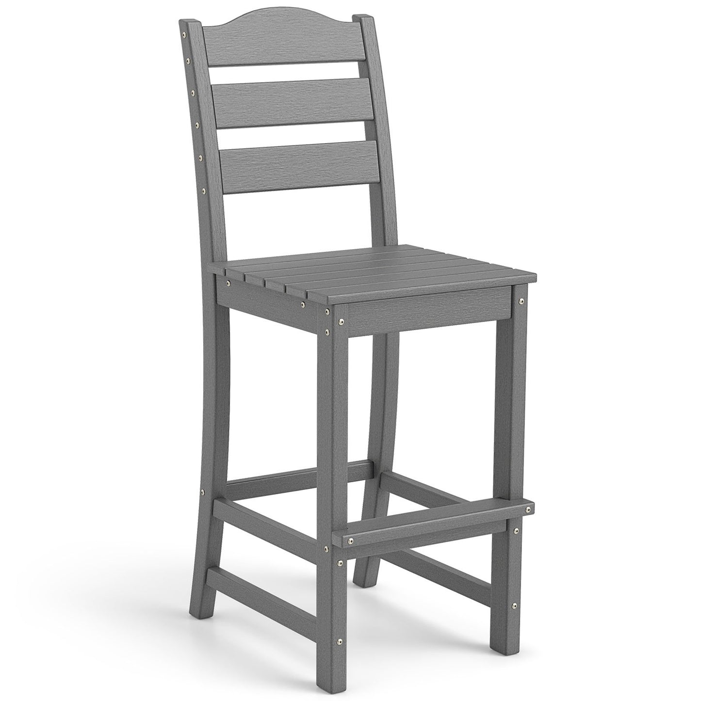30 Inches Counter Height HDPE Bar Stool with Backrest and Footrest-Black