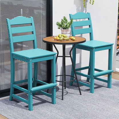 30 Inches Counter Height HDPE Bar Stool with Backrest and Footrest-Black