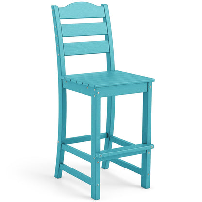 30 Inches Counter Height HDPE Bar Stool with Backrest and Footrest-Black
