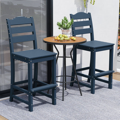 30 Inches Counter Height HDPE Bar Stool with Backrest and Footrest-Black