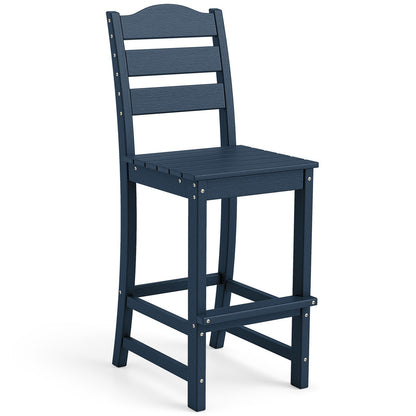30 Inches Counter Height HDPE Bar Stool with Backrest and Footrest-Black