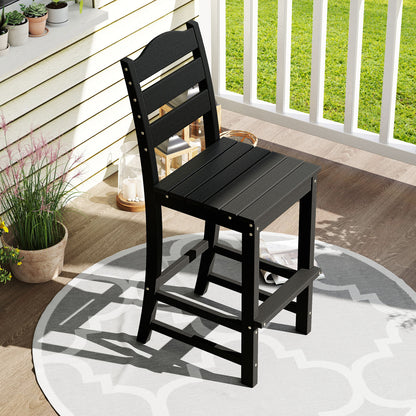 30 Inches Counter Height HDPE Bar Stool with Backrest and Footrest-Black