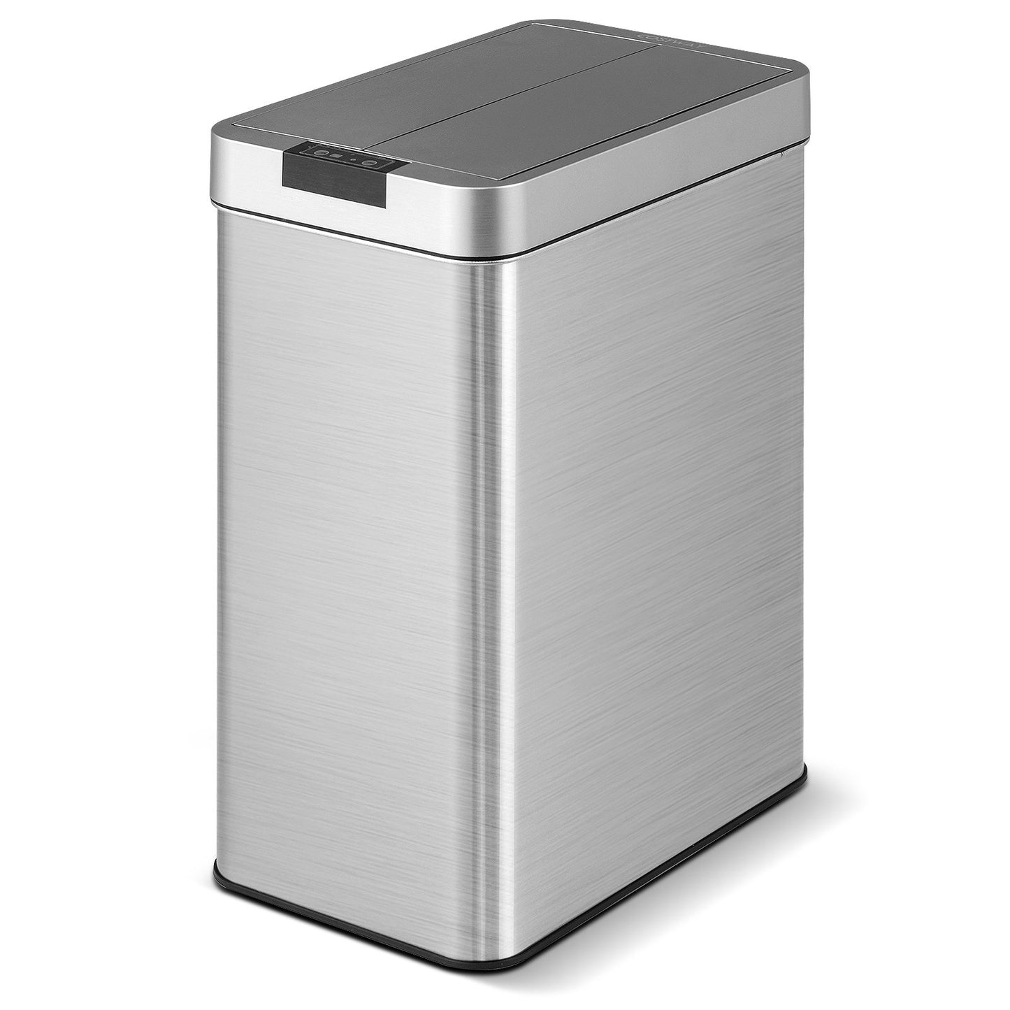 13.2 Gal Slim Kitchen Trash Can with Wing Lids and Stainless Steel Frame-Silver