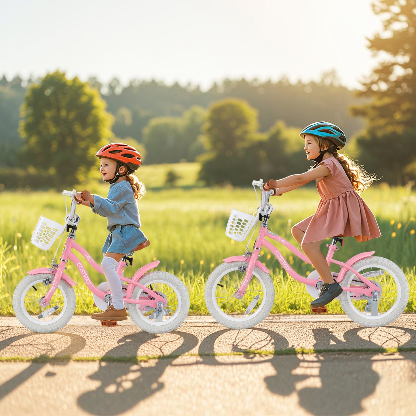 14 Inch Kids Bike with Training Wheels and Basket for Boys Girls 3-5 Years Old-14 inches