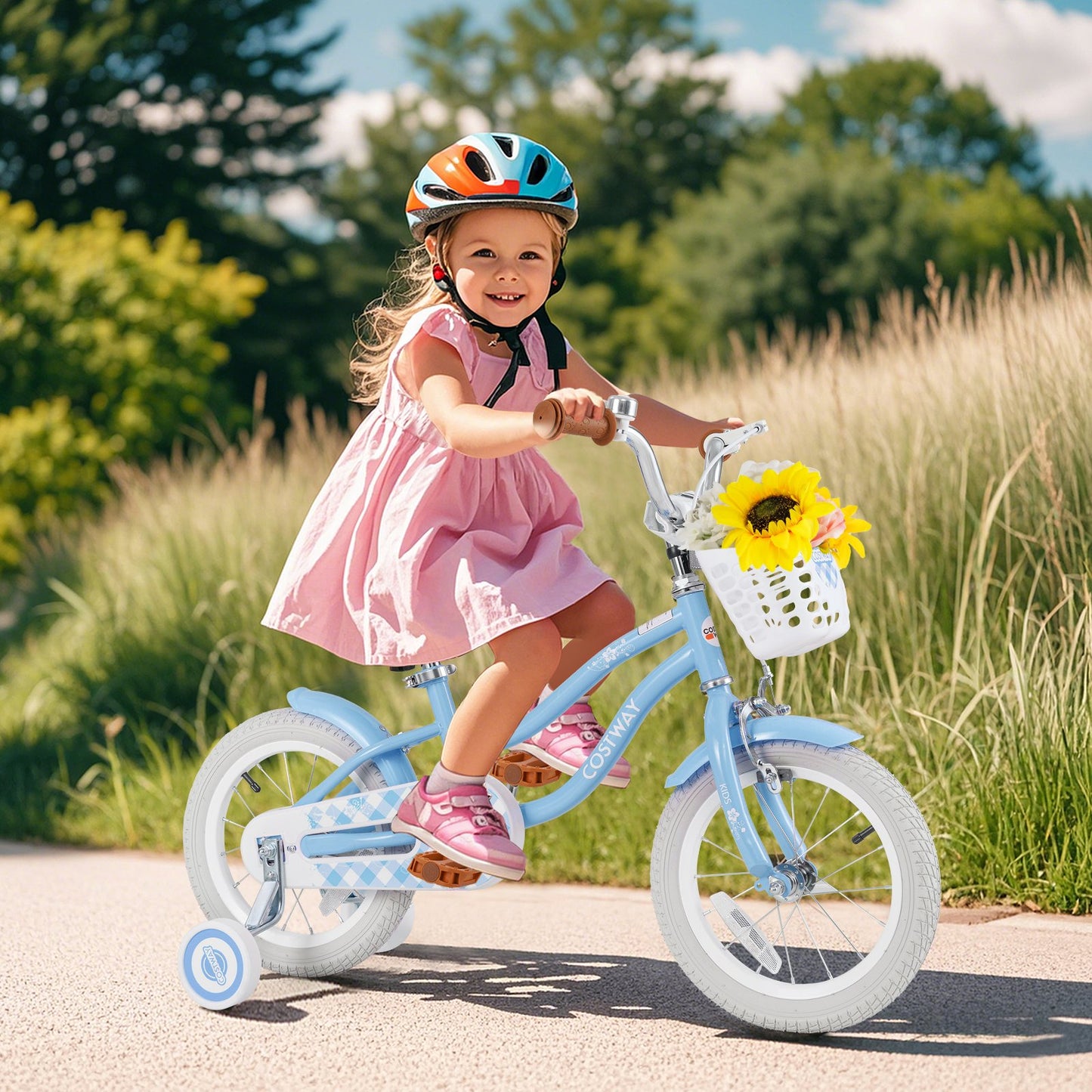 16 Inch Kids Bike with Adjustable Handlebar and Seat for 4-7 Year Old