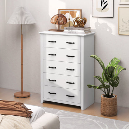Tall Storage Dresser with 5 Pull-out Drawers for Bedroom Living Room-Gray