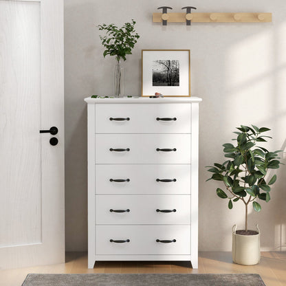 Tall Storage Dresser with 5 Pull-out Drawers for Bedroom Living Room-Gray