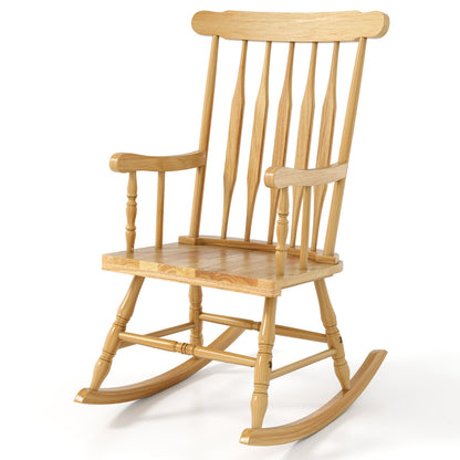 Solid Wood Porch Glossy Finish Rocking Chair-Black