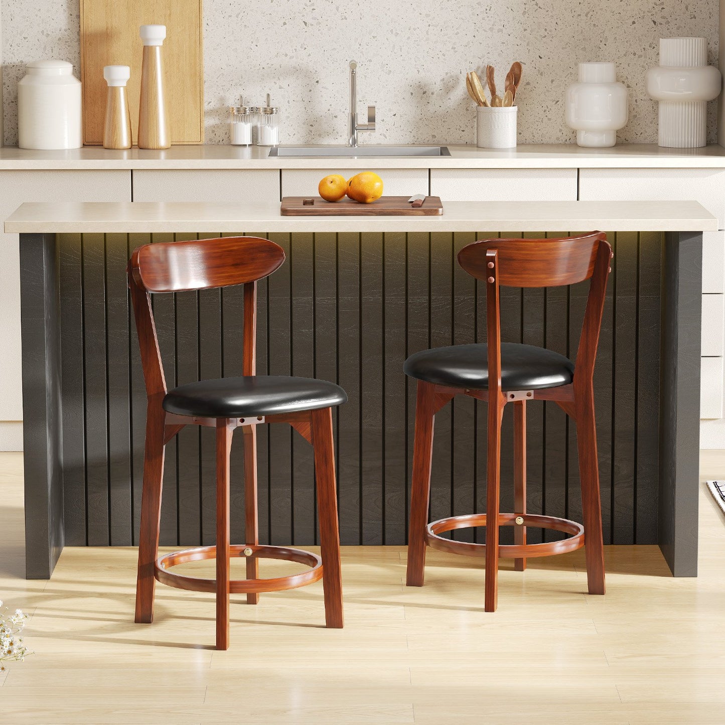 Set of 2 24 Inch Modern Armless Upholstered Cushioned Seat Island Dining Chairs for Kitchen