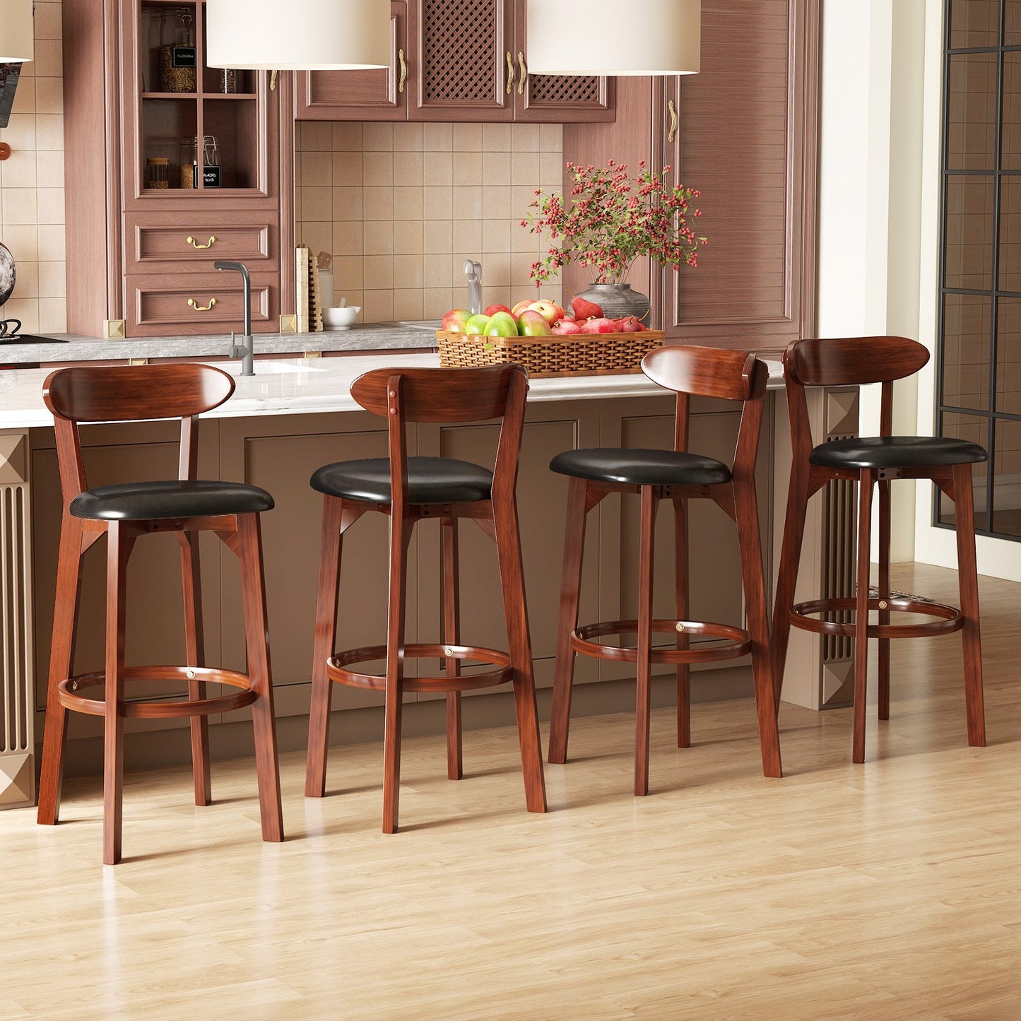 Set of 2 24 Inch Modern Armless Upholstered Cushioned Seat Island Dining Chairs for Kitchen