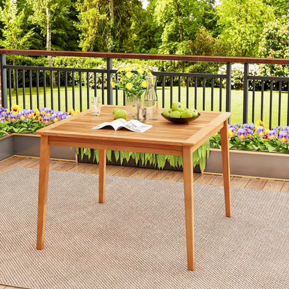 40 Inch Acacia Wood Dining Square Bistro Table with 1.96 Inch Umbrella Hole
