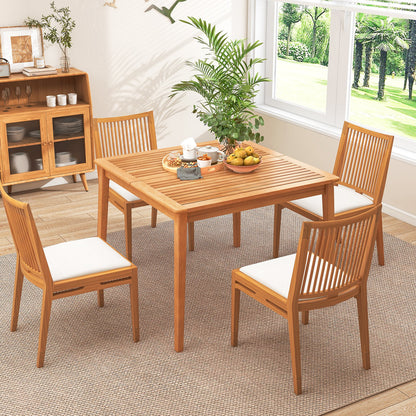 40 Inch Acacia Wood Dining Square Bistro Table with 1.96 Inch Umbrella Hole