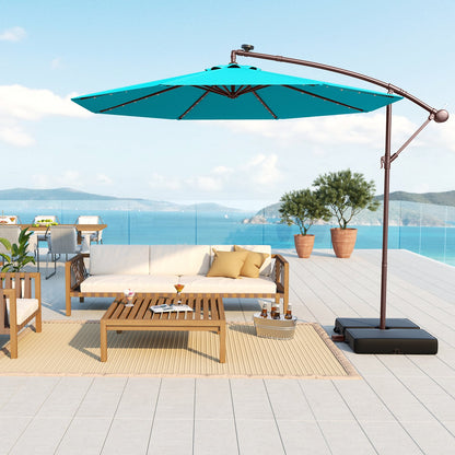 10 Ft Patio Umbrella Offset Cantilever Umbrella with 40 Solar Powered Lights-Gray