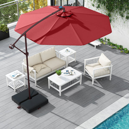 10 Ft Patio Umbrella Offset Cantilever Umbrella with 40 Solar Powered Lights-Gray