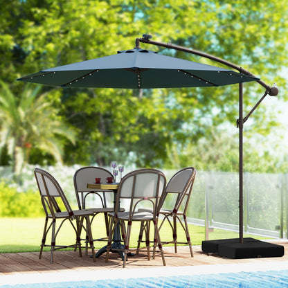 10 Feet Cantilever Umbrella with 32 LED Lights and Solar Panel Batteries-Beige