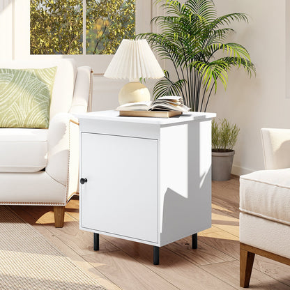 Nightstand Mid Century End Tables with Door-Set of 2