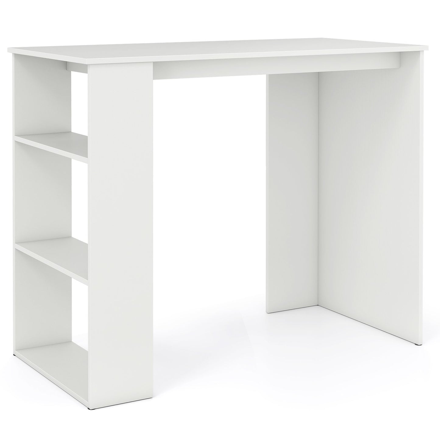 Computer Desk with Bookshelf for Small Space-White
