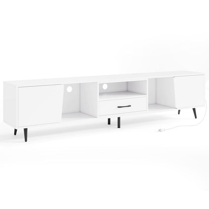 79" TV Stand for TVs up to 90 Inches Entertainment Center Wood Media Console Table Modern Mid Century TV Cabinet-White
